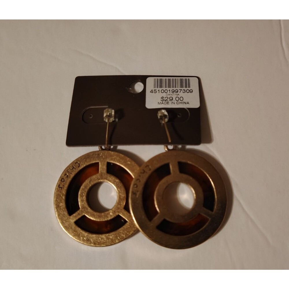 Chico's Dangle Drop Tortoise Shell Earrings - Picture 4 of 4